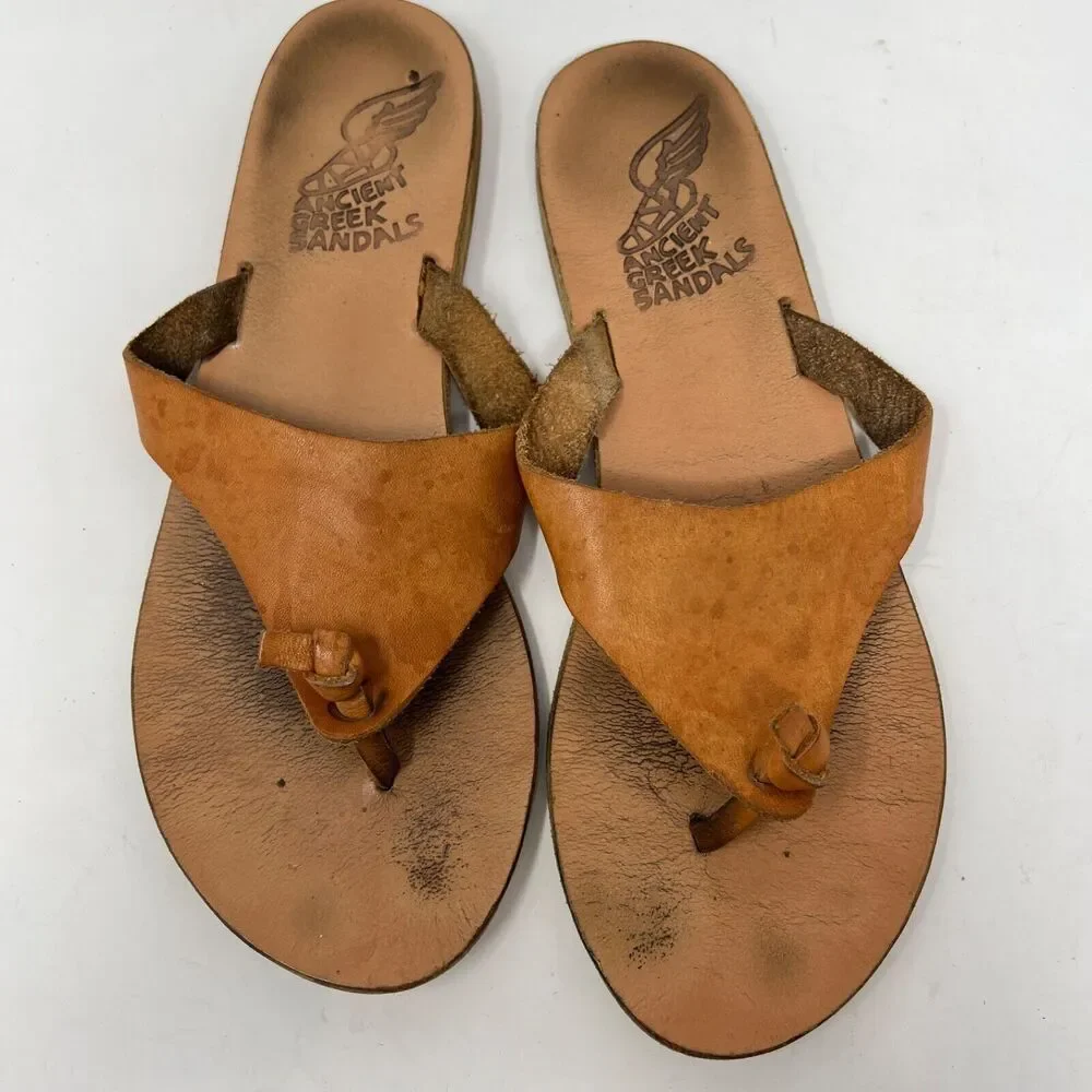 Ancient Greek Leather Thong Sandals Womens 38 US 7.5